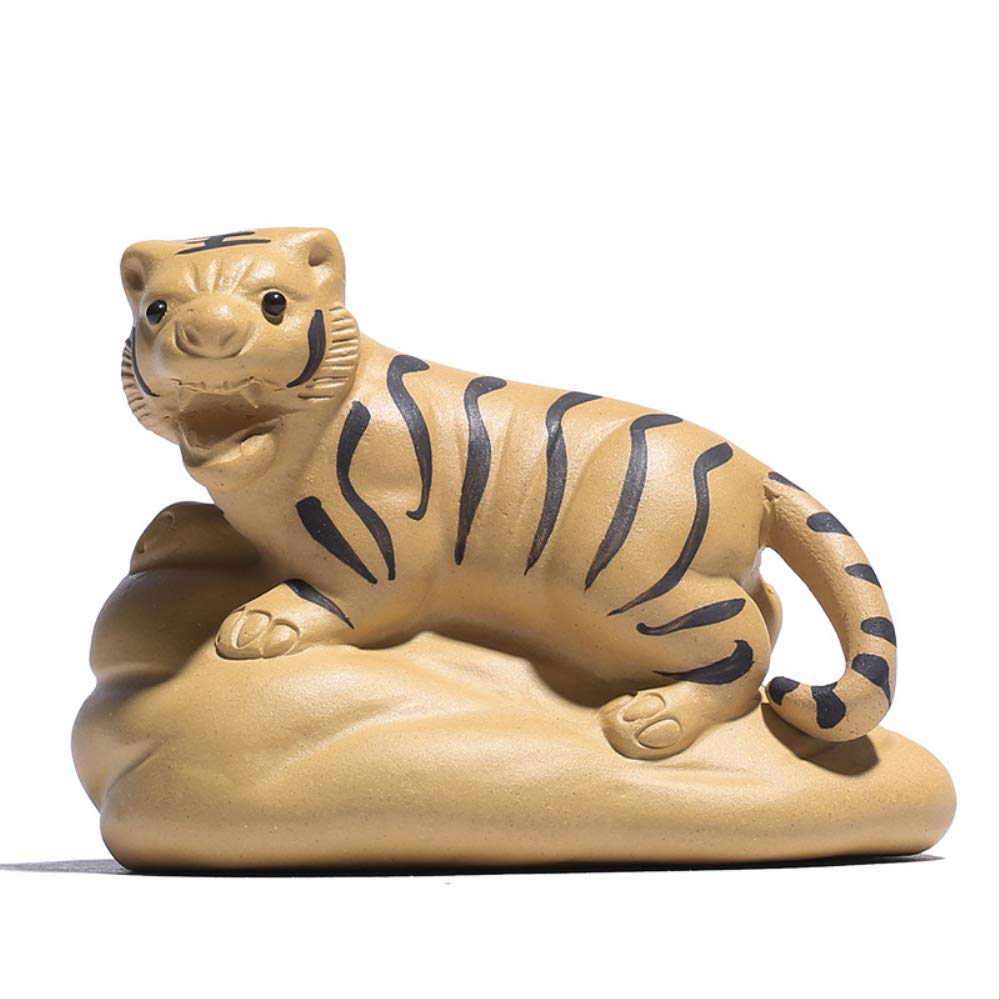 【粘土作品】AYU 限定一点物　（No.11 TIGER） Amazon.co.jp: 紫の粘土の虎の彫刻創造的な動物の彫像茶ペットの装飾